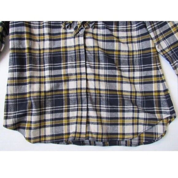 Cabi #4233 Seattle Blue Yellow Plaid Flannel Ruffle Front Shirt Blouse M Medium - Picture 5 of 5